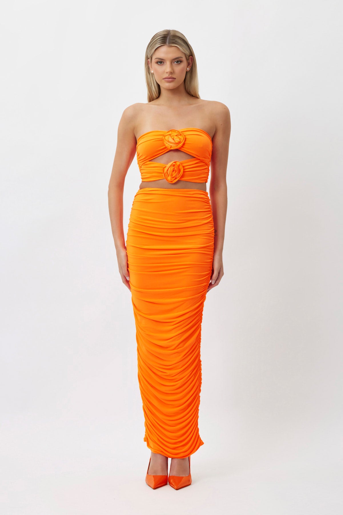 Julie Ruched Maxi Skirt