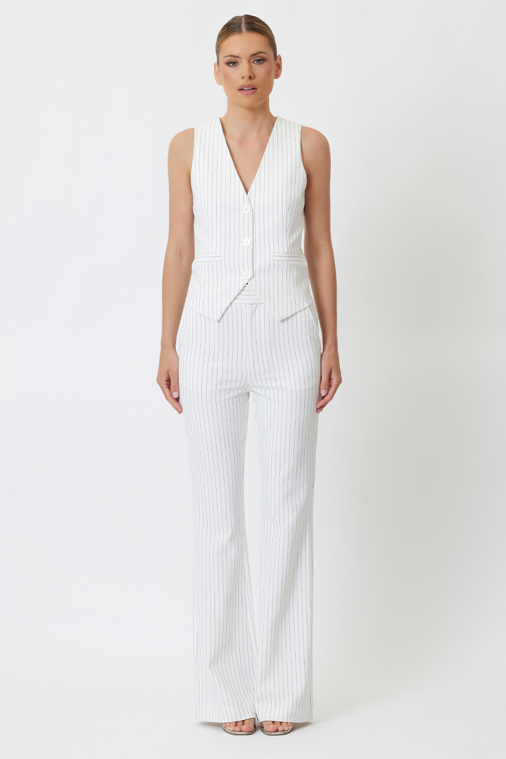 Remy Vest White Pinstripe
