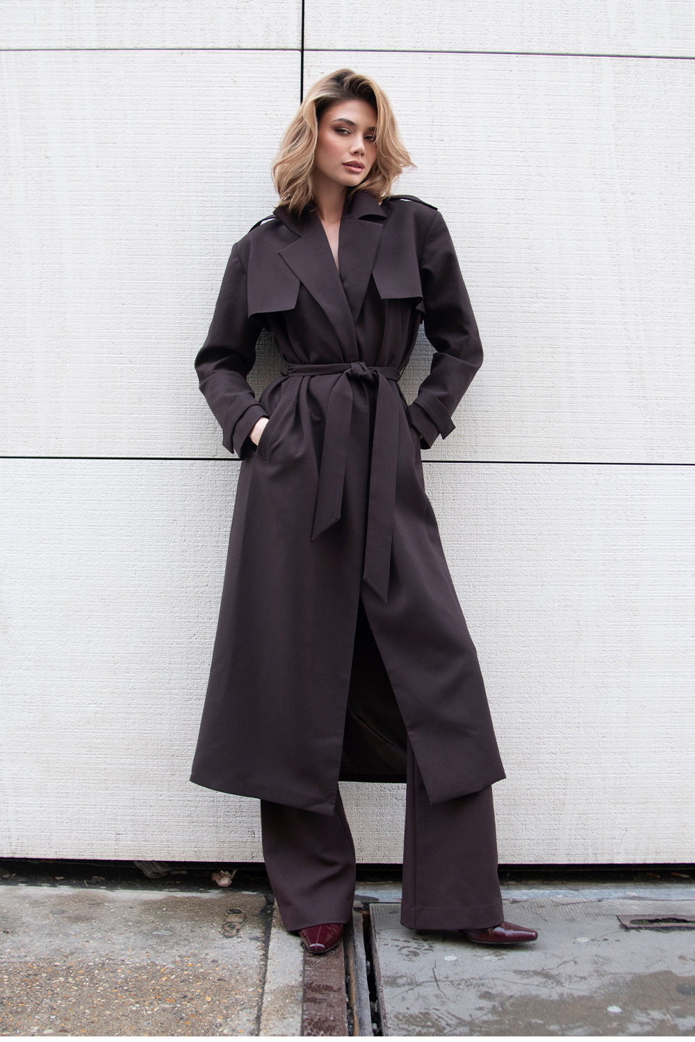 Leila Trench Coat Chocolate Brown