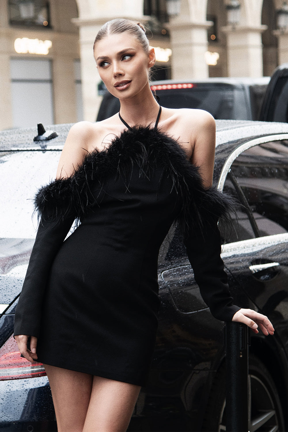 Chenille Mini Dress Black