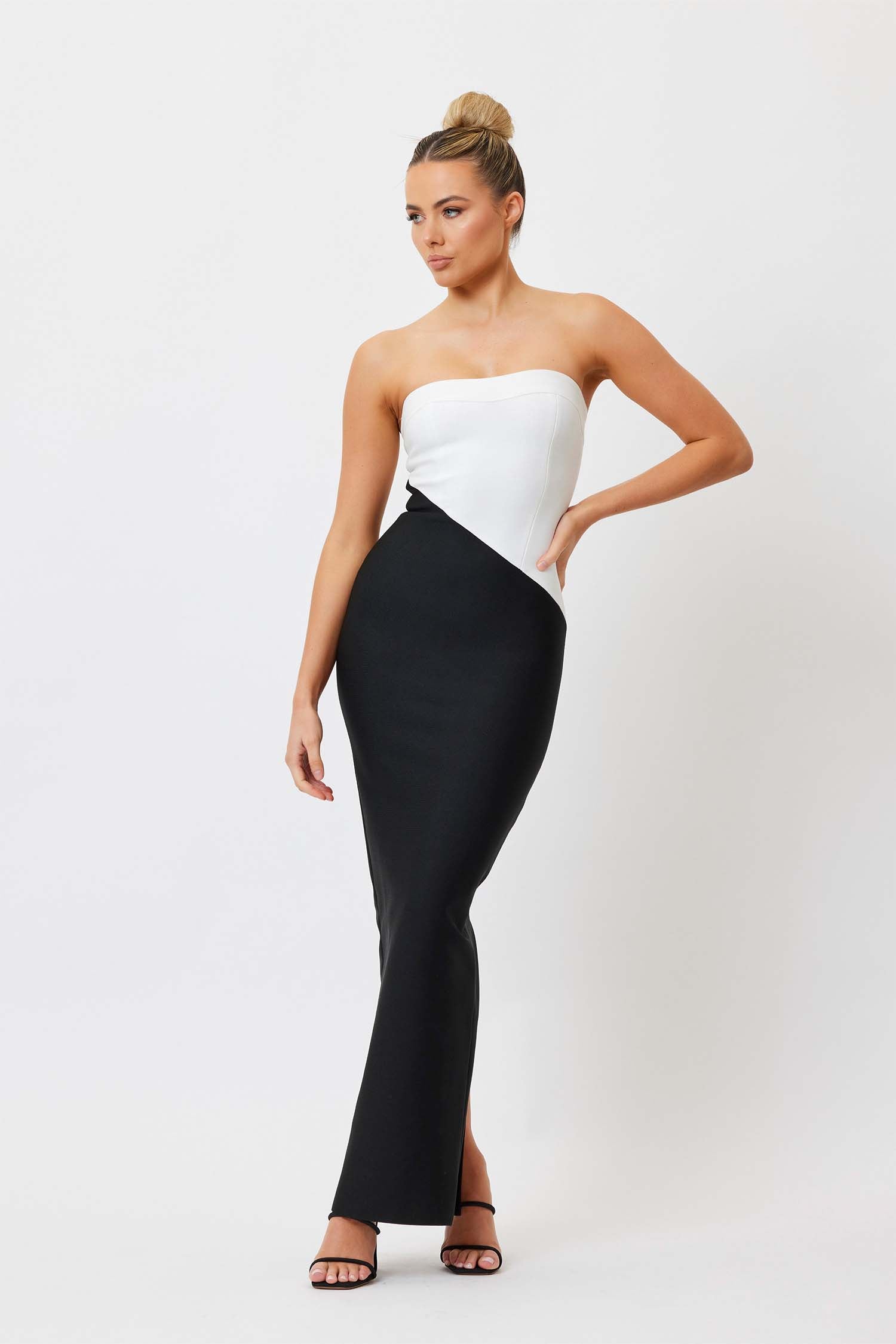 Lucy Midi Dress - White & Black
