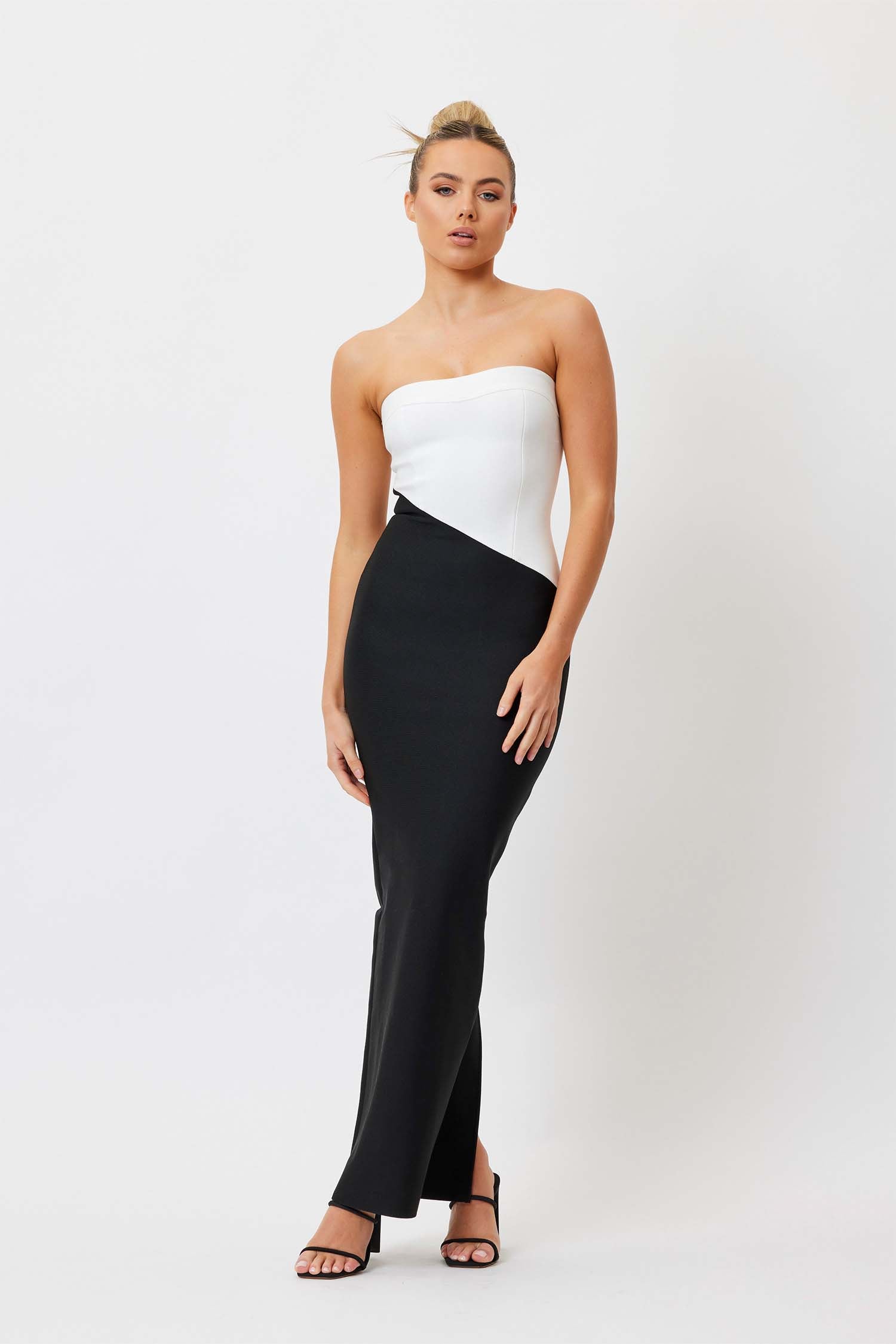 Lucy Midi Dress - White & Black