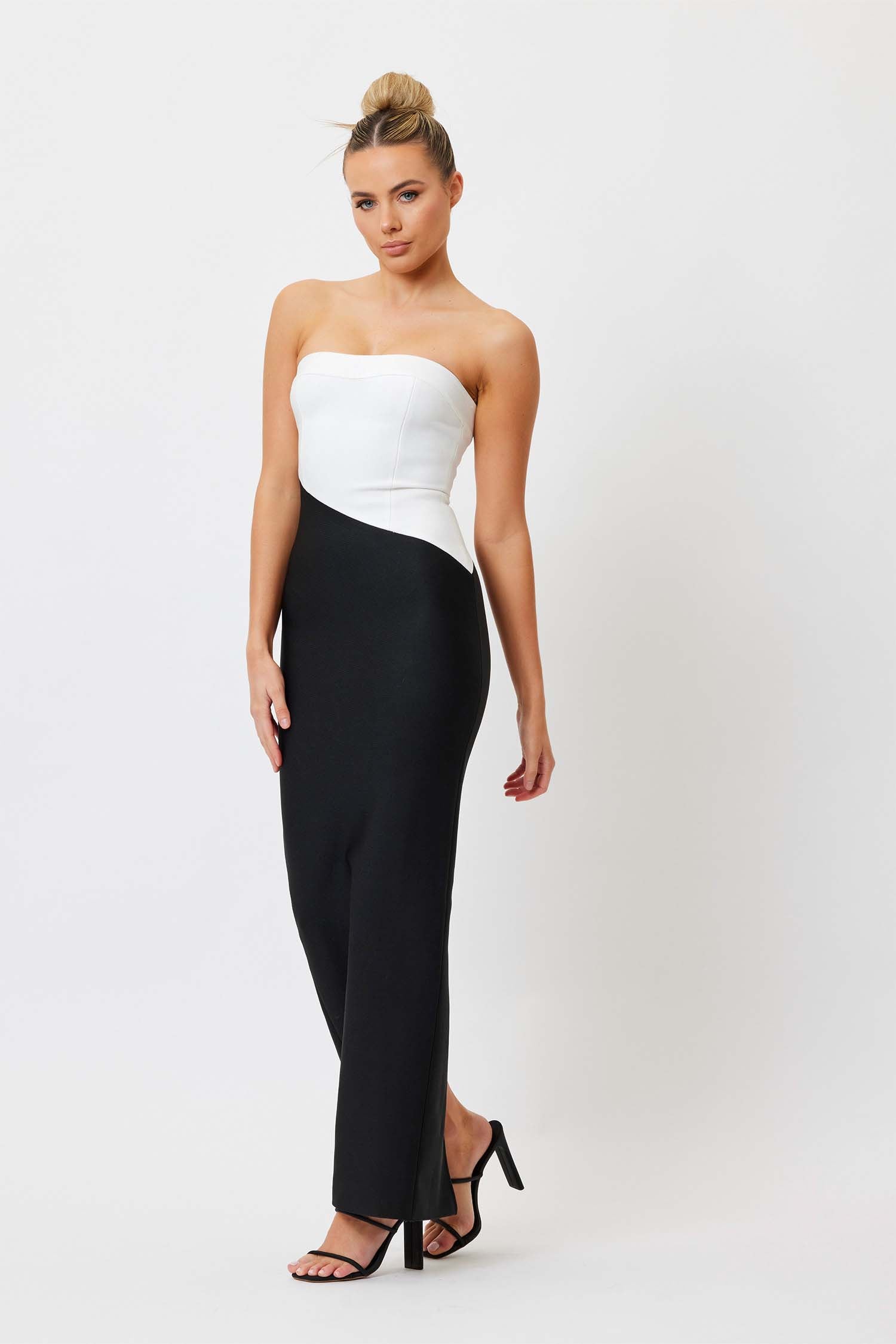 Lucy Midi Dress - White & Black