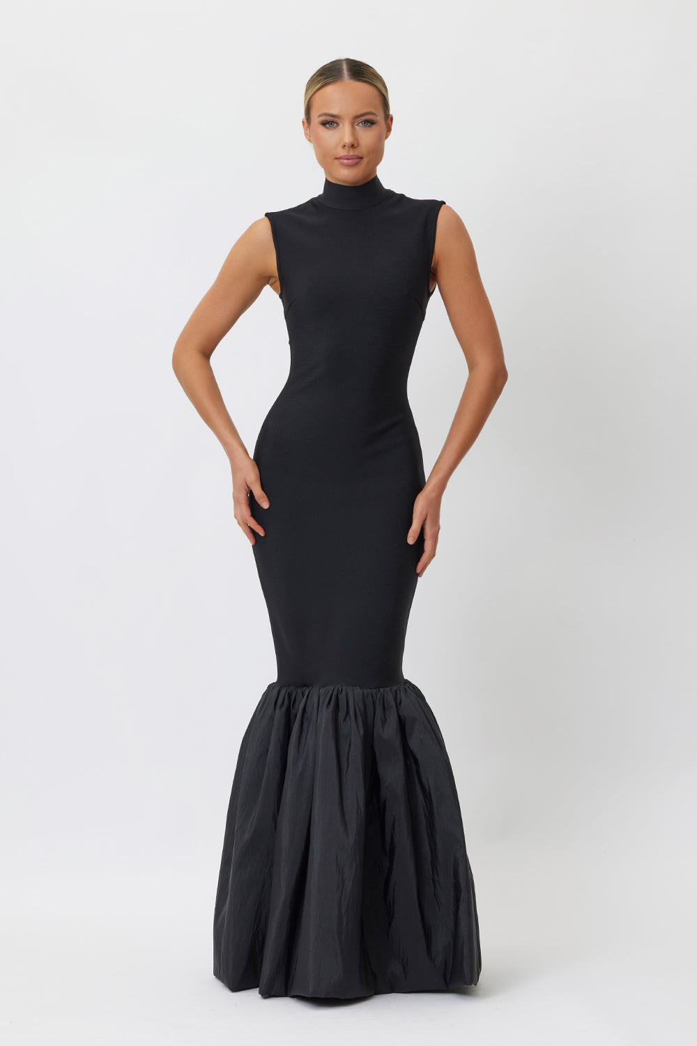 frankie pintuck maxi dress Black Sizes:XXL Fabric 93% Polyester Square-Neck Short Pink And Silver