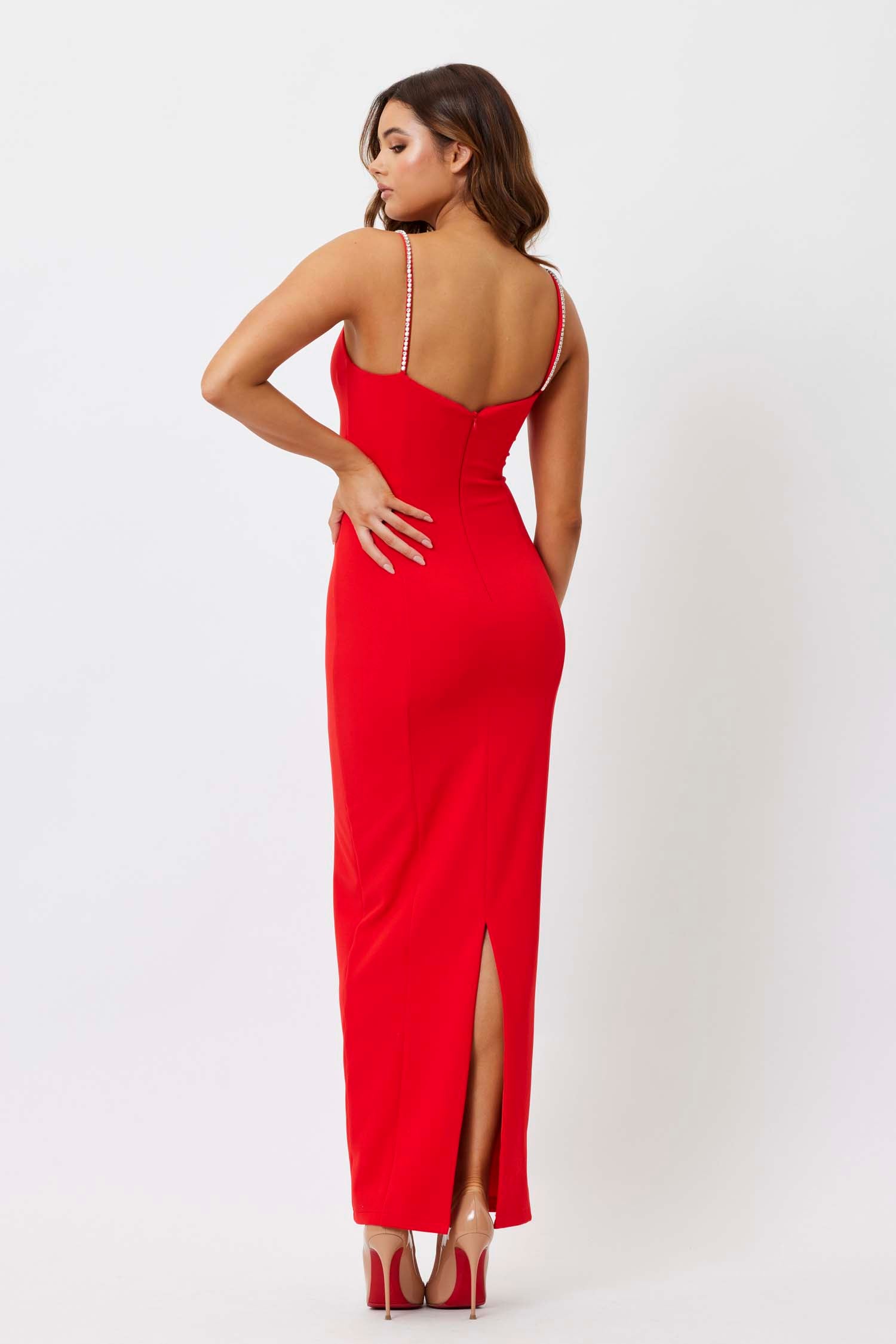 Lily Square Neck Red Dress