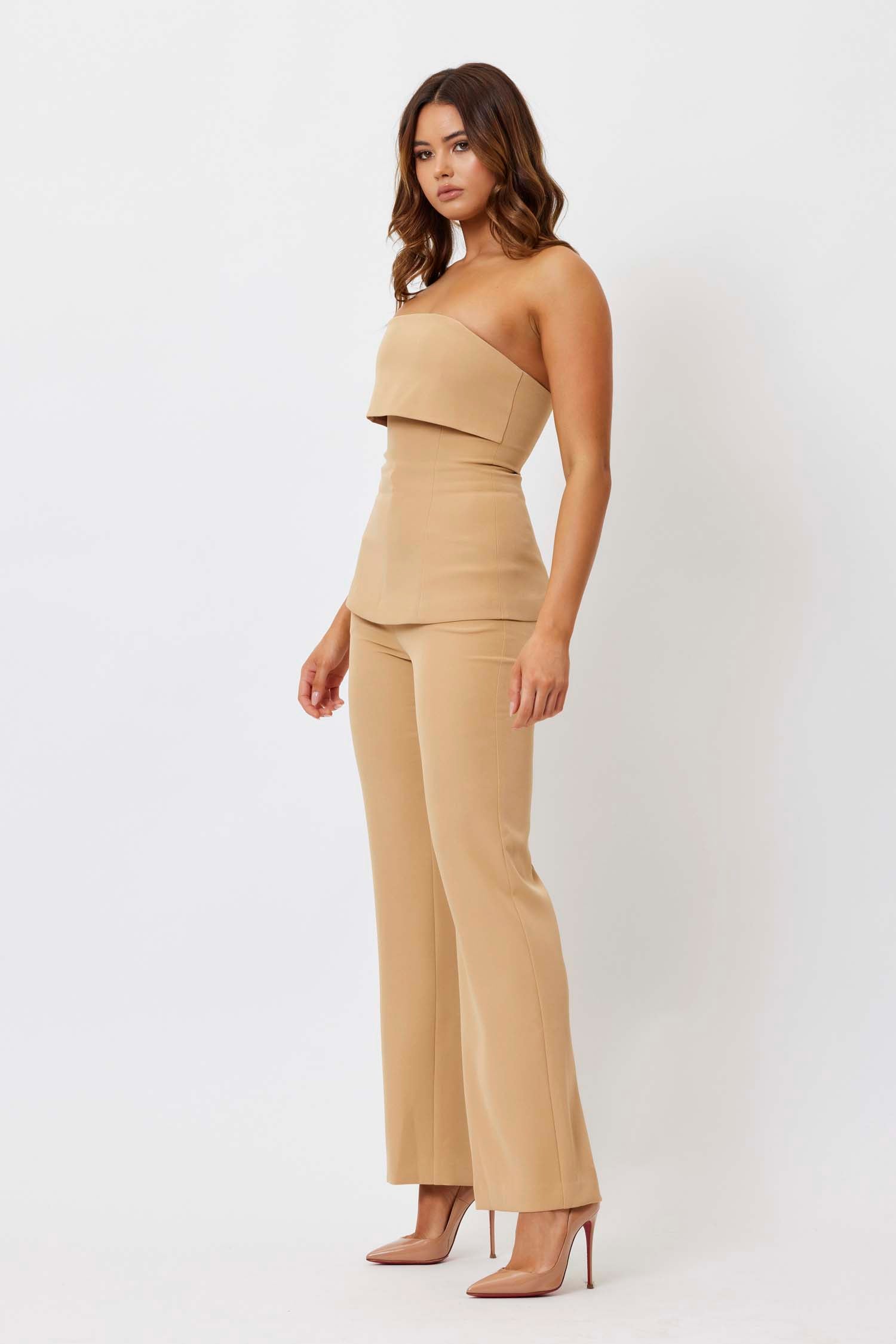 Candice Strapless Top Camel