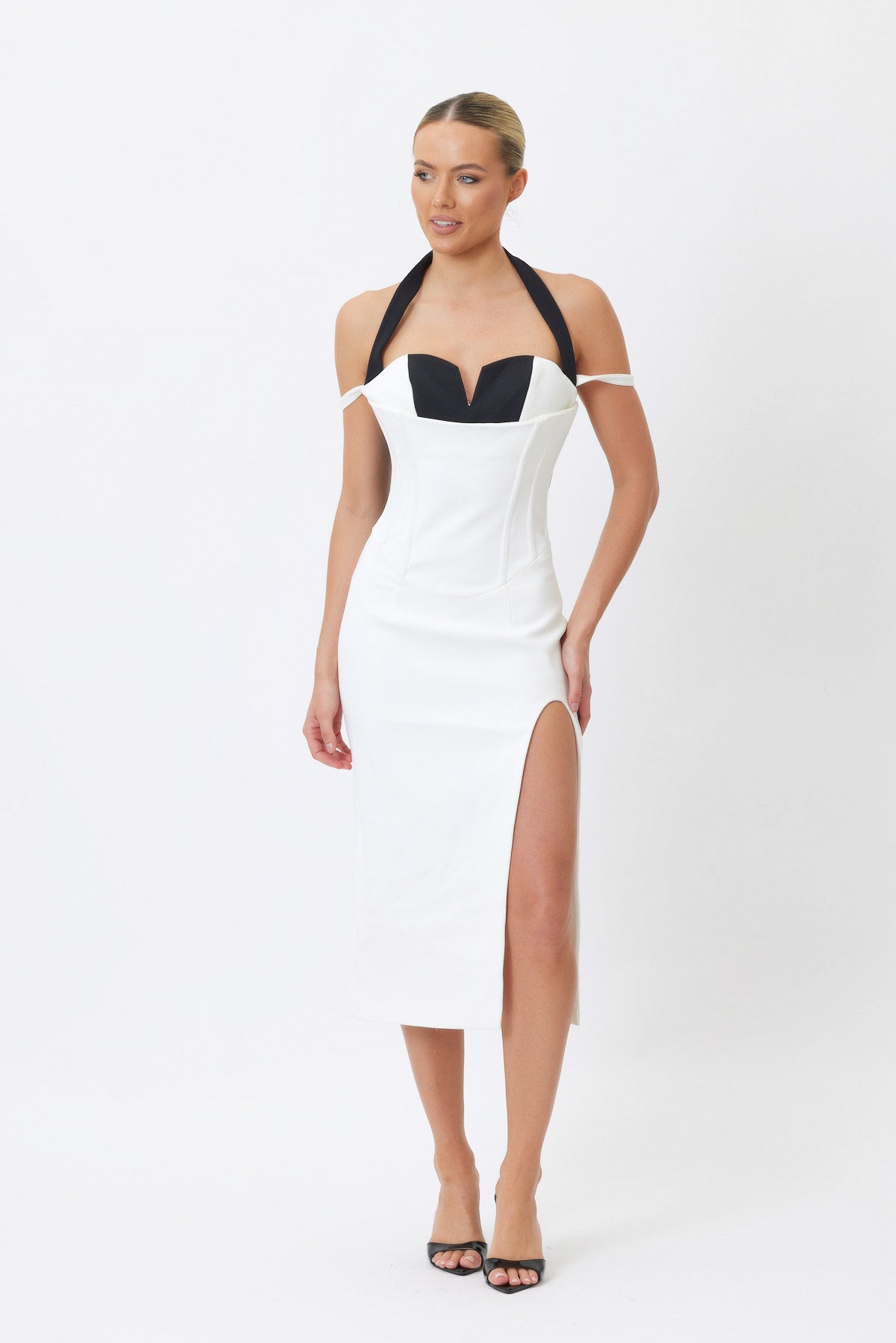 Sample 31Prg Midi Dress White/Black 6