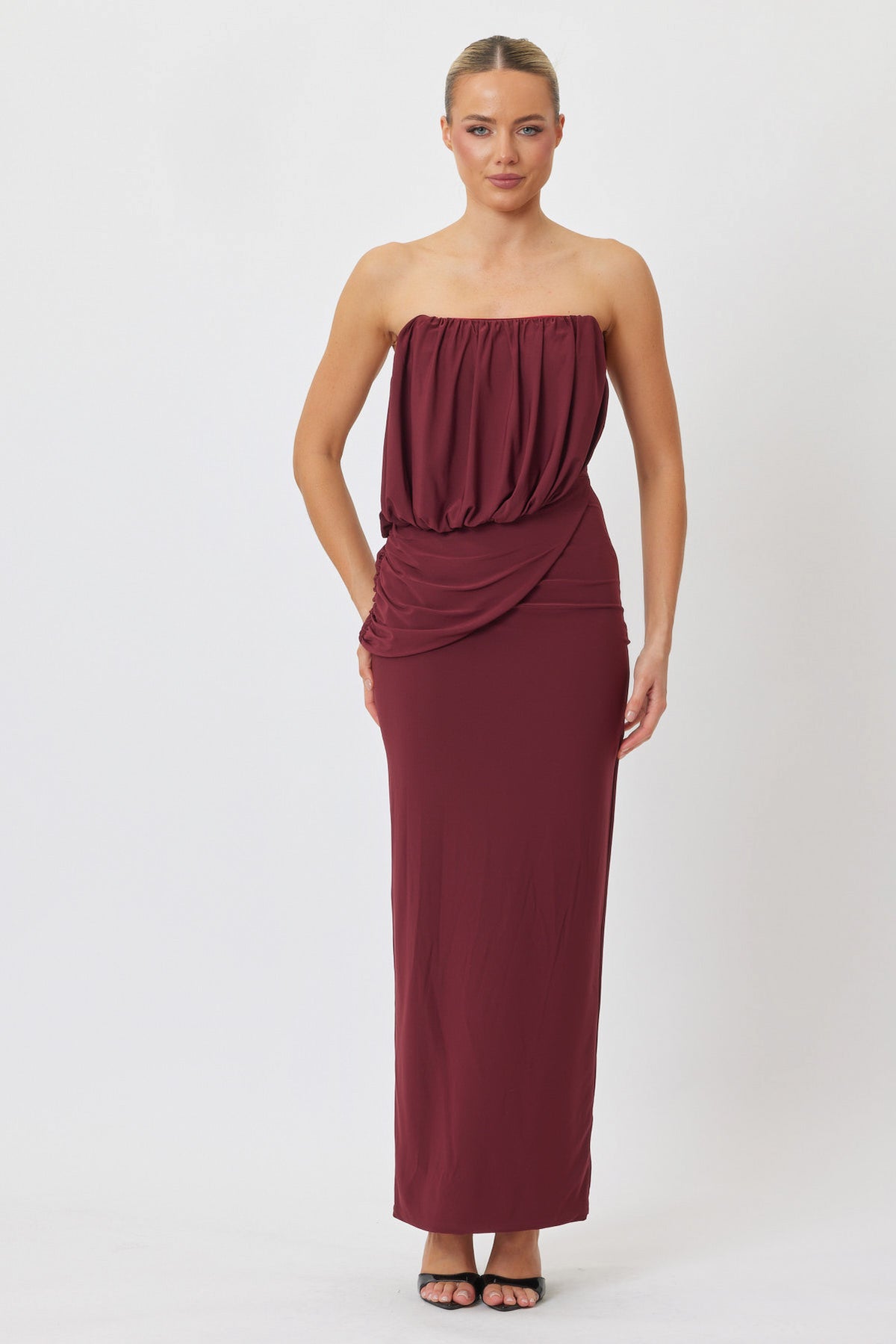 Sample F173S Maxi Dress WINE 6