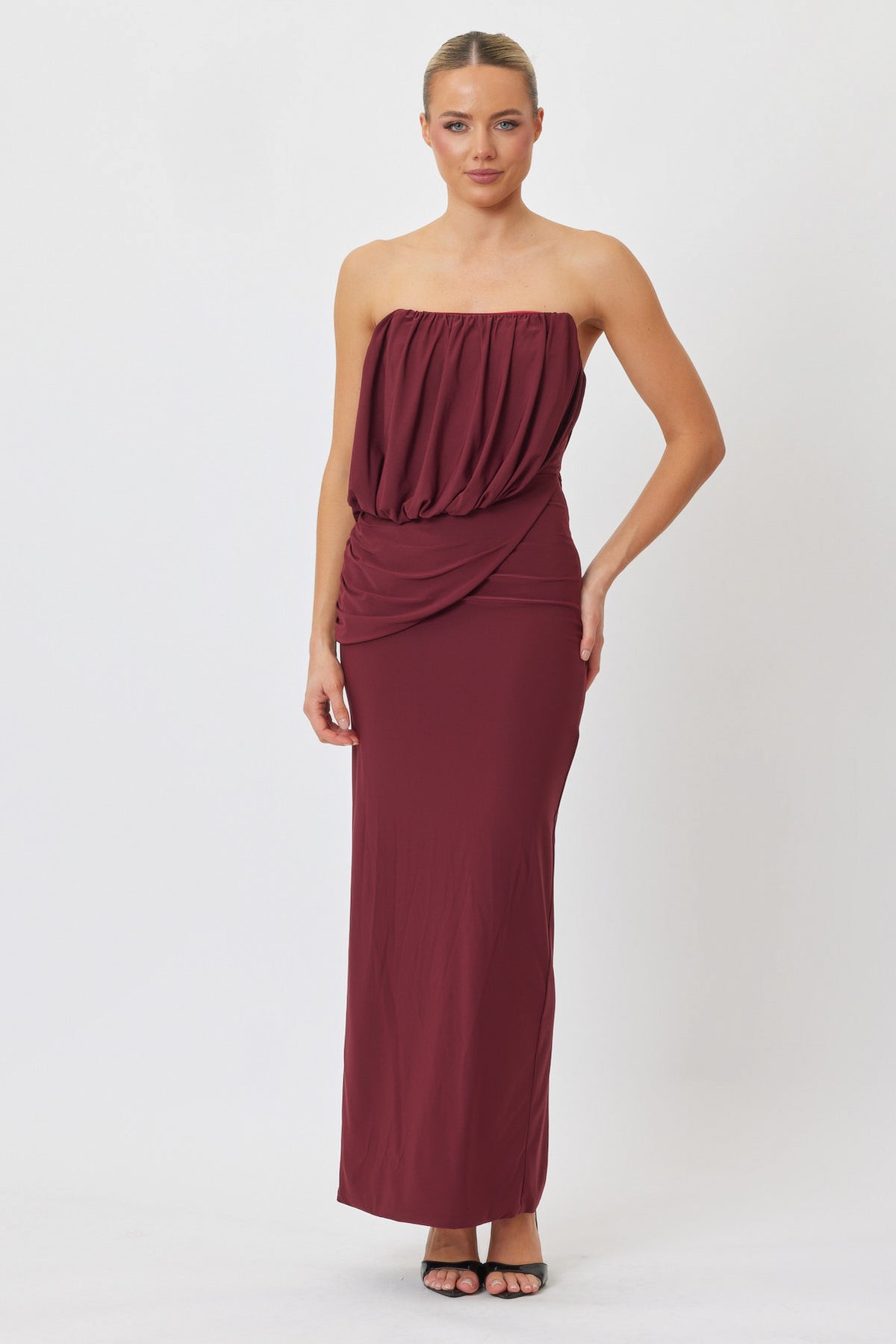 Sample F173S Maxi Dress WINE 6