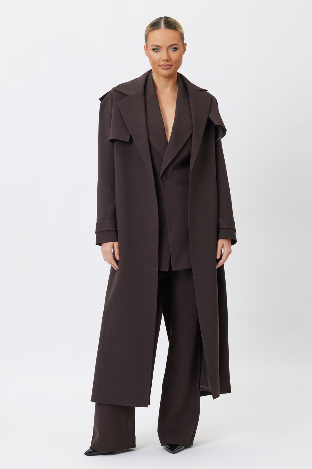 Leila Trench Coat Chocolate Brown