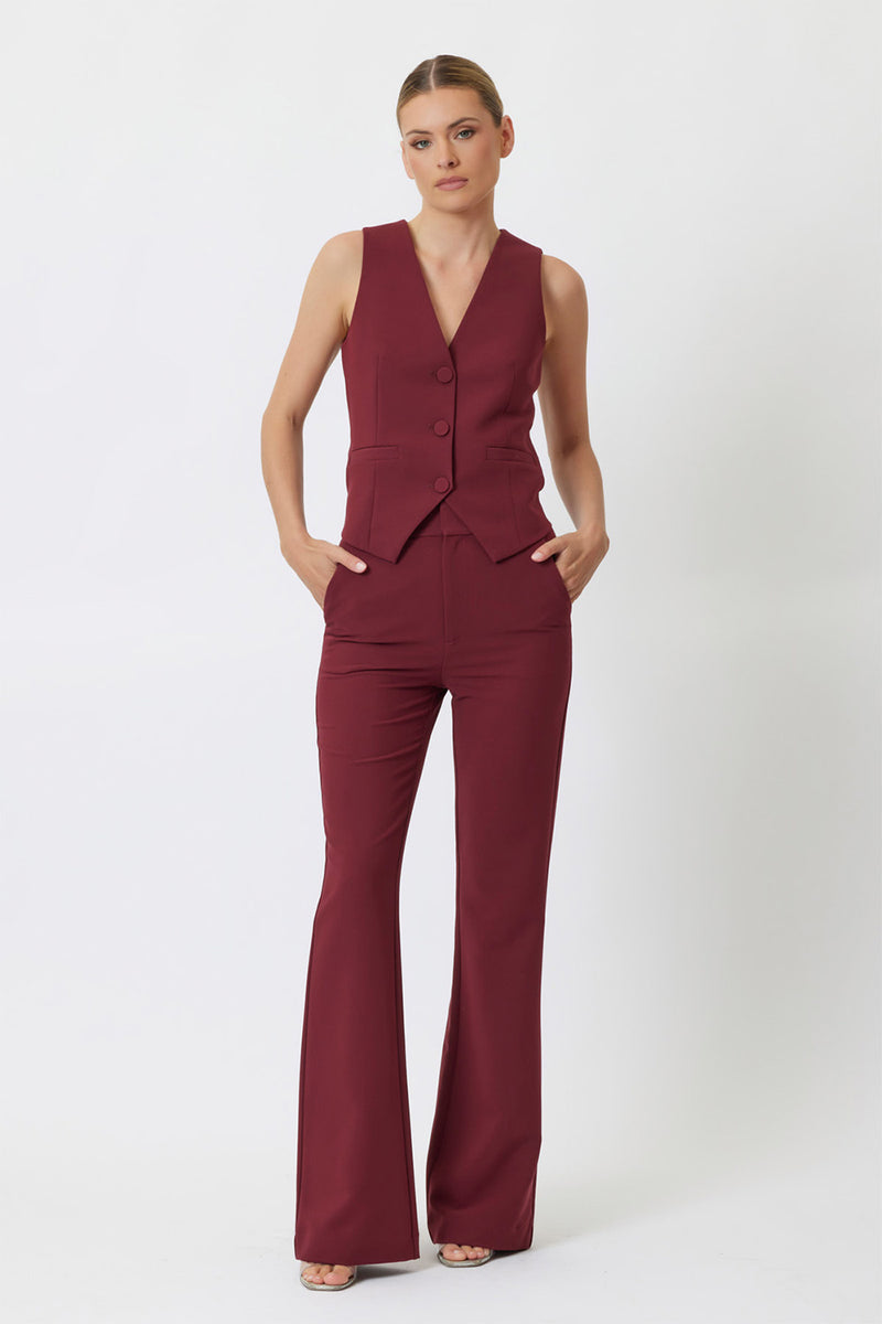 Remy Zip Up Vest - Heathered Burgundy