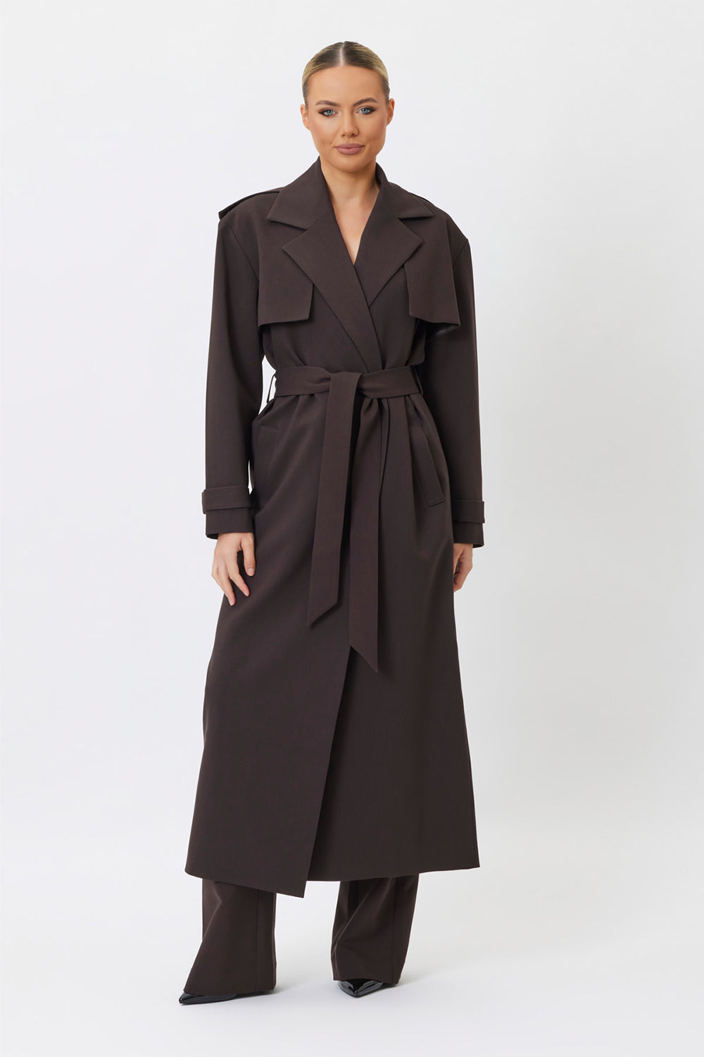 Leila Trench Coat Chocolate Brown