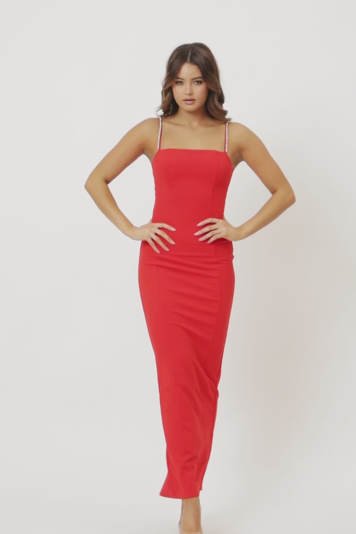 Lily Square Neck Dress red Video